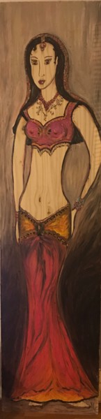 Painting titled "Danseuse indienne t…" by Vlc, Original Artwork, Oil