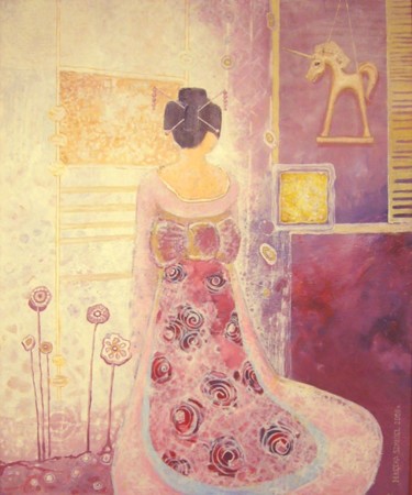 Painting titled "Japonka" by Magdalena Szmidel Łęcka, Original Artwork