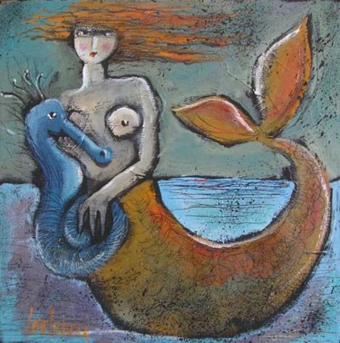 Peinture intitulée "Histoire aquatique…" par Bernadette Leclercq, Œuvre d'art originale, Huile