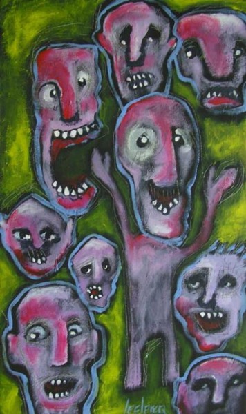 Peinture intitulée "Démons" par Bernadette Leclercq, Œuvre d'art originale, Huile
