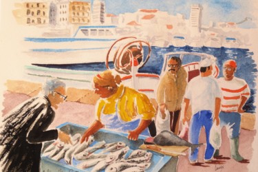 Peinture intitulée "Ambiance Vieux Port…" par Jean Marie Lecoix, Œuvre d'art originale, Aquarelle