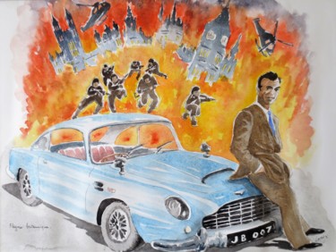 Peinture intitulée "Aston Martin...007" par Jean Marie Lecoix, Œuvre d'art originale, Aquarelle
