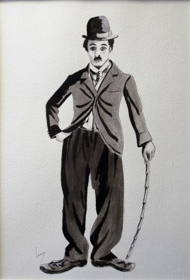 Painting titled "Chaplin (1)" by Jean Marie Lecoix, Original Artwork, Ink