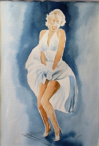 Painting titled "Marilyn" by Jean Marie Lecoix, Original Artwork, Watercolor