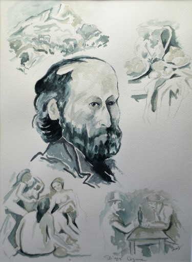Schilderij getiteld "Cézanne" door Jean Marie Lecoix, Origineel Kunstwerk, Aquarel