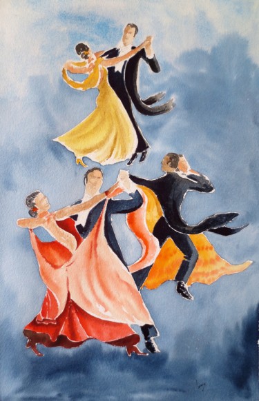 Painting titled "Tango" by Jean Marie Lecoix, Original Artwork, Watercolor