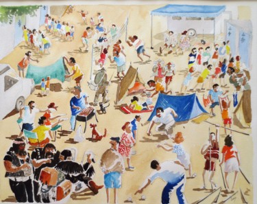 Peinture intitulée "Camping" par Jean Marie Lecoix, Œuvre d'art originale, Aquarelle