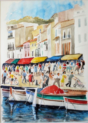 Peinture intitulée "Cassis le port" par Jean Marie Lecoix, Œuvre d'art originale, Aquarelle