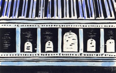 Printmaking titled "Mailboxes" by Dominique Lecomte, Original Artwork