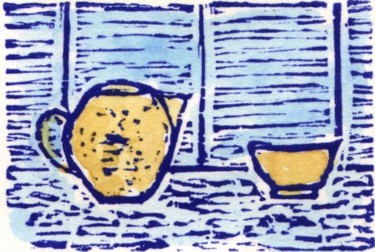 Printmaking titled "Tea" by Dominique Lecomte, Original Artwork