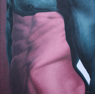 Painting titled "Sans Titre" by Le Corre - Nus Masculins, Original Artwork, Oil