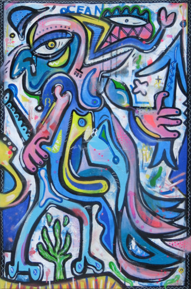 Homme sirene Peinture intitulée "Homme sirene" par Christopher Lecoutre, Œuvre d'art originale, Acrylique