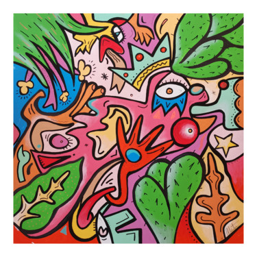 Cactus et poisson roi Peinture intitulée "Cactus et poisson r…" par Christopher Lecoutre, Œuvre d'art originale, Acrylique