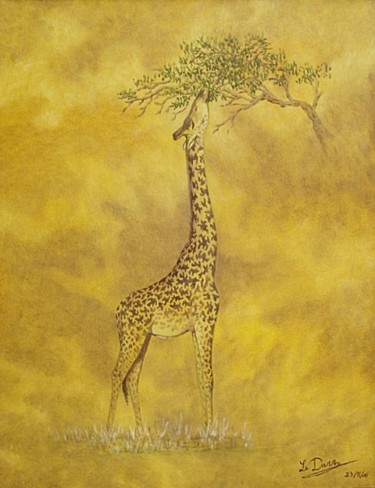 Painting titled "Monsieur girafe déj…" by Michel Le Darz, Original Artwork