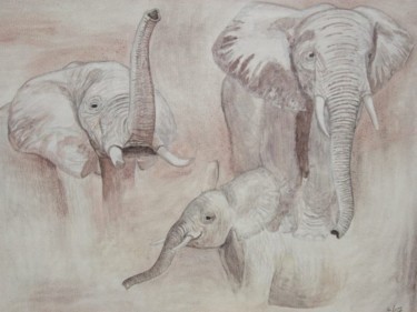 Peinture intitulée "Etude pour èlèphant" par Michel Le Darz, Œuvre d'art originale
