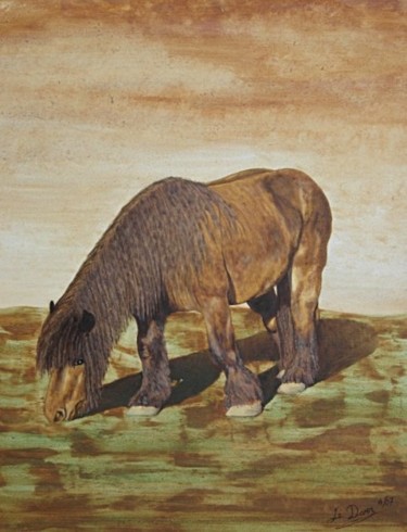 Painting titled "Le cheval" by Michel Le Darz, Original Artwork