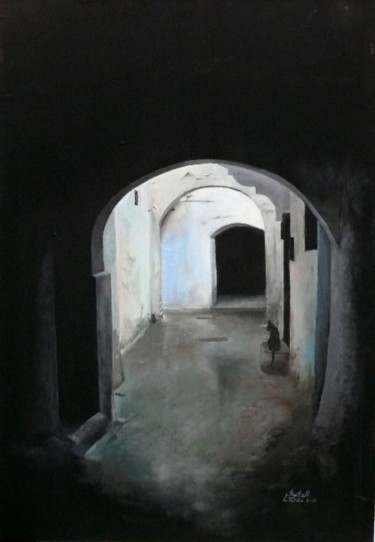 Peinture intitulée "ruelle de tetouan" par L.Edfouf, Œuvre d'art originale