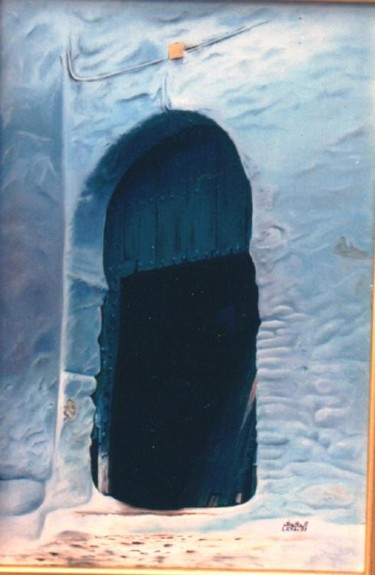 Peinture intitulée "PORTE A CHAOUEN" par L.Edfouf, Œuvre d'art originale
