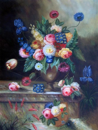 Peinture intitulée "Flowers 003" par Greg Leander, Œuvre d'art originale, Huile