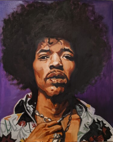 Malarstwo zatytułowany „Jimi Hendrix origin…” autorstwa Lee Davison, Oryginalna praca, Olej