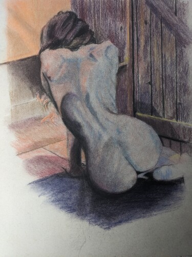 Disegno intitolato "Figure drawing" da Lee Davison, Opera d'arte originale, Pastello