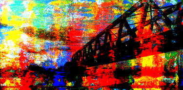 Digitale Kunst mit dem Titel "Brücke" von Lee Eggstein, Original-Kunstwerk, Acryl
