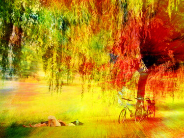 Schilderij getiteld "schlafend im Park" door Lee Eggstein, Origineel Kunstwerk, Acryl