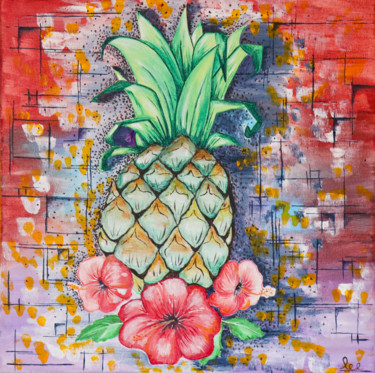 Peinture intitulée "Ananas" par Valérie Hage, Œuvre d'art originale, Acrylique