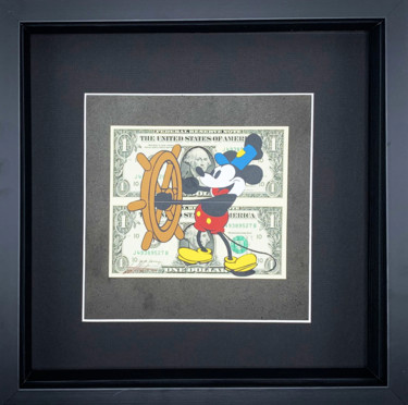 Painting titled "Steamboat Mickey" by Lee Henderson, Original Artwork, Acrylic Mounted on Wood Panel