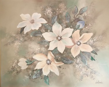 Peinture intitulée "Magnolias" par Lee Reynolds, Œuvre d'art originale, Huile Monté sur Aluminium