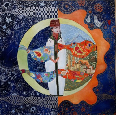Картина под названием "День ночь 100х100 х…" - Mariya (Мария) Li-Safi (Ли-Сафи), Подлинное произведение искусства, Масло