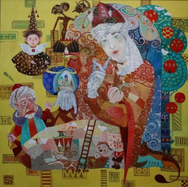 Картина под названием "кукольник 105х105 х…" - Mariya (Мария) Li-Safi (Ли-Сафи), Подлинное произведение искусства, Масло