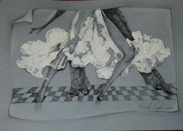Malerei mit dem Titel "Серия "Чьи ноги?" 5…" von Mariya Mariia Li Safi Li Safi, Original-Kunstwerk, Kohle