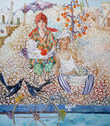 Картина под названием "бувижон ва дадажон…" - Mariya (Мария) Li-Safi (Ли-Сафи), Подлинное произведение искусства, Масло