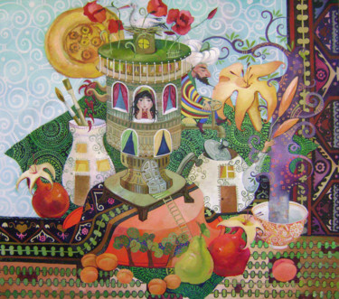 Peinture intitulée "сказка 90х90 х.м 20…" par Mariya Mariia Li Safi Li Safi, Œuvre d'art originale, Huile