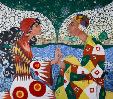 Картина под названием "Первая любовь 100х1…" - Mariya (Мария) Li-Safi (Ли-Сафи), Подлинное произведение искусства, Масло