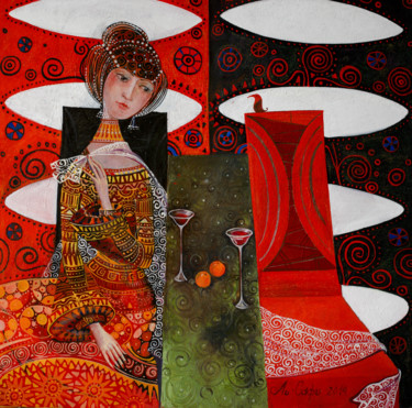 Картина под названием "меланхолия 50х50 хм…" - Mariya (Мария) Li-Safi (Ли-Сафи), Подлинное произведение искусства, Масло