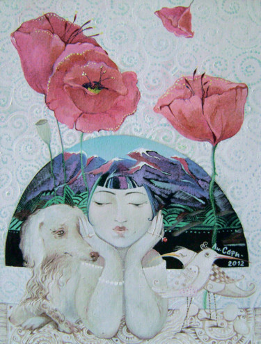 绘画 标题为“собачка Сара 45х60…” 由Mariya (Мария) Li-Safi (Ли-Сафи), 原创艺术品, 油