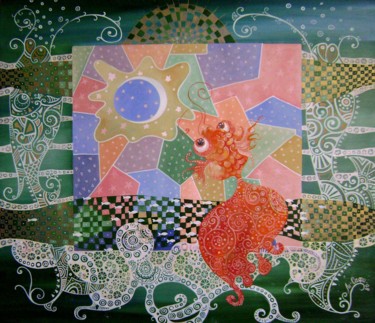 Peinture intitulée "Золотая рыбка. 65х7…" par Mariya Mariia Li Safi Li Safi, Œuvre d'art originale, Huile