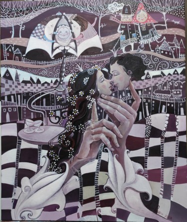 Pittura intitolato "Поцелуй 60х50 х.м.…" da Mariya Mariia Li Safi Li Safi, Opera d'arte originale, Olio