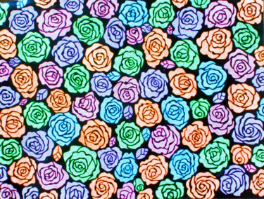 Painting titled "Roses acrylic origi…" by Lee Art Gallery, Original Artwork, Acrylic