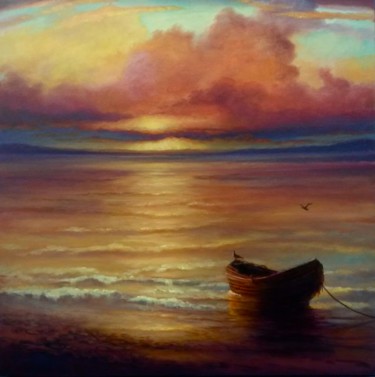 Pintura intitulada "Pacific Gold" por Lee Campbell, Obras de arte originais, Óleo