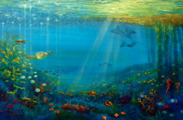 Pintura titulada "Coral Reef" por Lee Campbell, Obra de arte original, Oleo