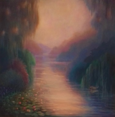 Painting titled "Hommage à Monet" by Lee Campbell, Original Artwork, Oil