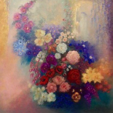 Картина под названием "Esprit des Fleurs" - Lee Campbell, Подлинное произведение искусства, Масло Установлен на Деревянная р…
