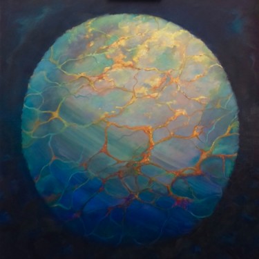 Painting titled "Opal Orb" by Lee Campbell, Original Artwork, Oil