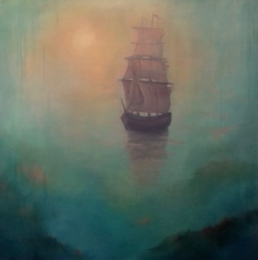 Painting titled "Fata Morgana (Ghost…" by Lee Campbell, Original Artwork, Oil Mounted on Wood Stretcher frame