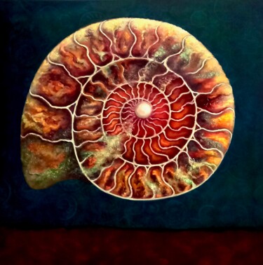 "Ammonite Doreé et V…" başlıklı Tablo Lee Campbell tarafından, Orijinal sanat, Petrol Ahşap Sedye çerçevesi üzerine monte ed…