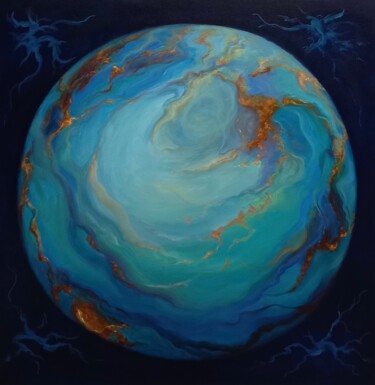 Painting titled "Orb d' Opale" by Lee Campbell, Original Artwork, Oil