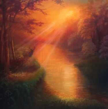 Painting titled "Awakening" by Lee Campbell, Original Artwork, Oil Mounted on Wood Stretcher frame